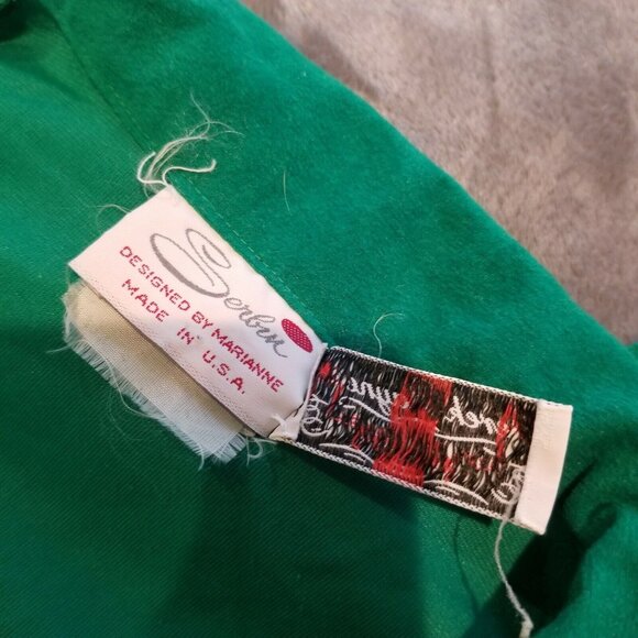 Vintage Serbin Designed by Marianne 3/4 Sleeve Belted Dress Shirt Button Closure - Picture 4 of 10